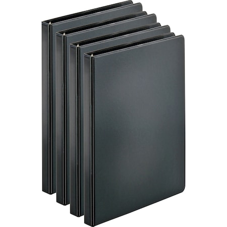 Business Source 0.5" Basic Binder, 125 Sheet Capacity, Round Ring, Black, PK4 BSN28526BD